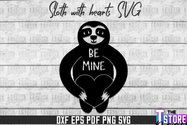 Sloth With Hearts SVG | Lazy Design SVG | SVG File SVG The T Store Design 