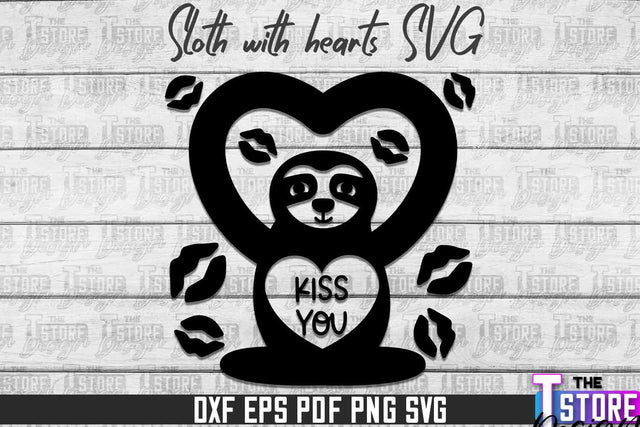 Sloth With Hearts SVG | Lazy Design SVG | SVG File SVG The T Store Design 