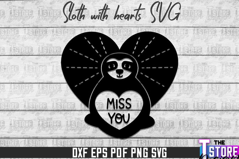 Sloth With Hearts SVG | Lazy Design SVG | SVG File SVG The T Store Design 