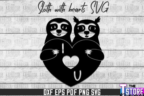 Sloth With Hearts SVG | Lazy Design SVG | SVG File SVG The T Store Design 