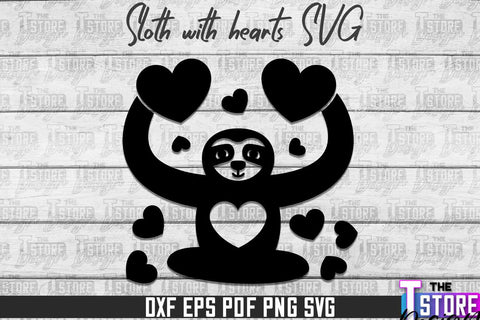 Sloth With Hearts SVG | Lazy Design SVG | SVG File SVG The T Store Design 