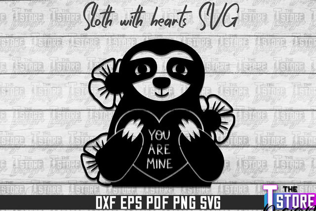 Sloth With Hearts SVG | Lazy Design SVG | SVG File SVG The T Store Design 