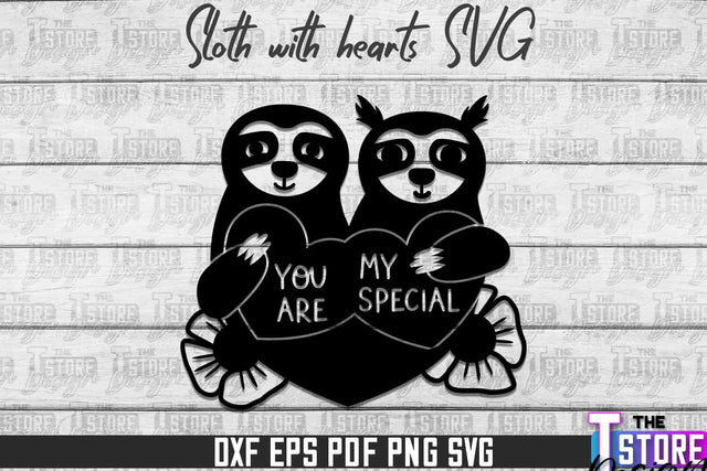 Sloth With Hearts SVG | Lazy Design SVG | SVG File SVG The T Store Design 