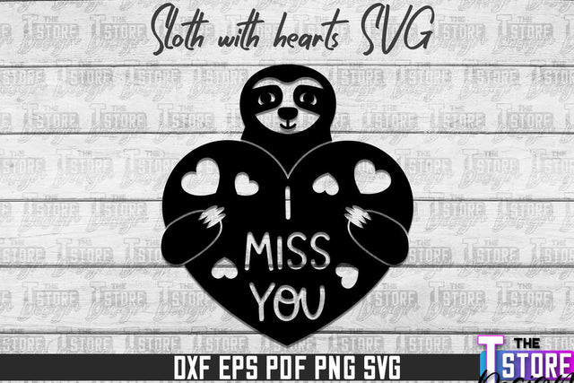 Sloth With Hearts SVG | Lazy Design SVG | SVG File SVG The T Store Design 