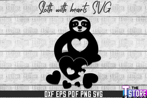 Sloth With Hearts SVG | Lazy Design SVG | SVG File SVG The T Store Design 