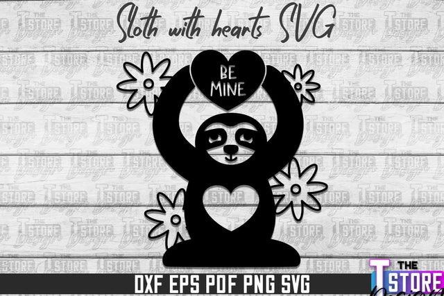 Sloth With Hearts SVG | Lazy Design SVG | SVG File SVG The T Store Design 