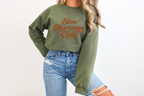 Slow Mornings Club SVG | Funny Coffee Quote Cut File SVG Pickled Thistle Creative 