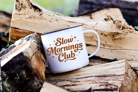 Slow Mornings Club SVG | Funny Coffee Quote Cut File SVG Pickled Thistle Creative 