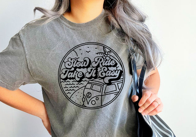 Slow Ride Take It Easy PNG | Hippie Lifestyle Design | Vintage Van Life Sublimation Sublimation Print Perfect Design Shop 