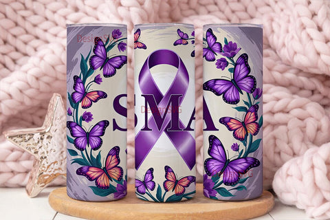 SMA Awareness Butterfly 20oz Tumbler Sublimation DesignSVG 