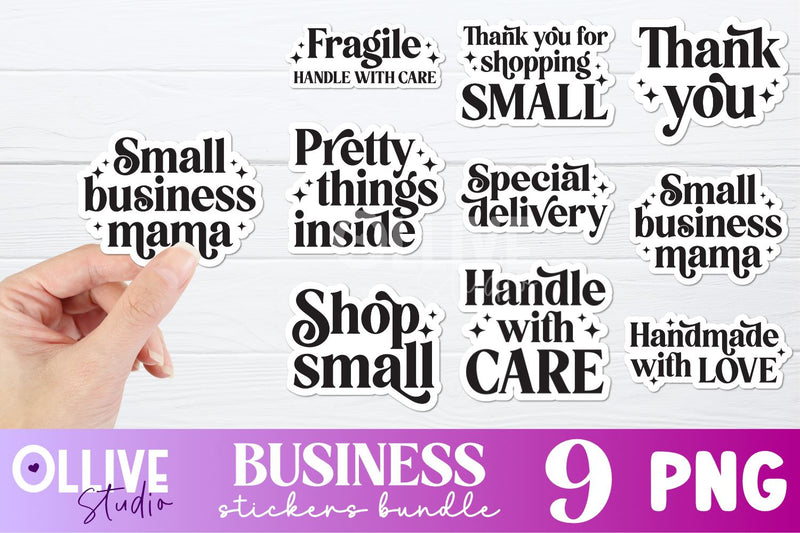 Small Business Printable Stickers Bundle PNG Sublimation Ollive Studio 
