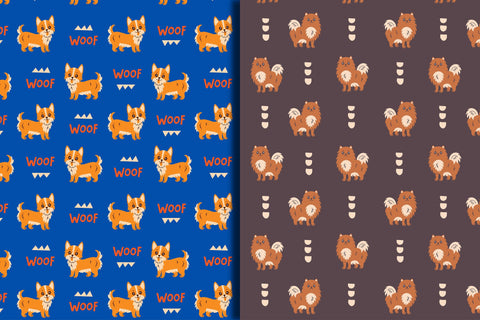 Small Dog Breeds Seamless Patterns Digital Pattern Rin Green 