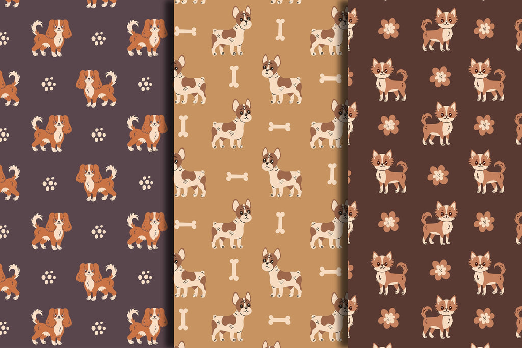 Small Dog Breeds Seamless Patterns - So Fontsy