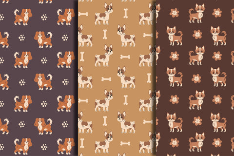 Small Dog Breeds Seamless Patterns Digital Pattern Rin Green 