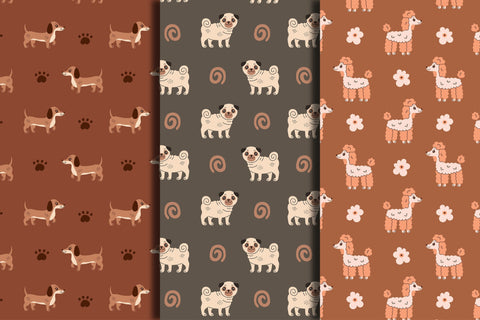 Small Dog Breeds Seamless Patterns Digital Pattern Rin Green 