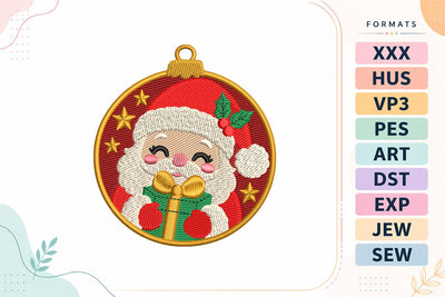 Small Size Santa Christmas Ornament Embroidery Design Embroidery/Applique DESIGNS sg embroidery 