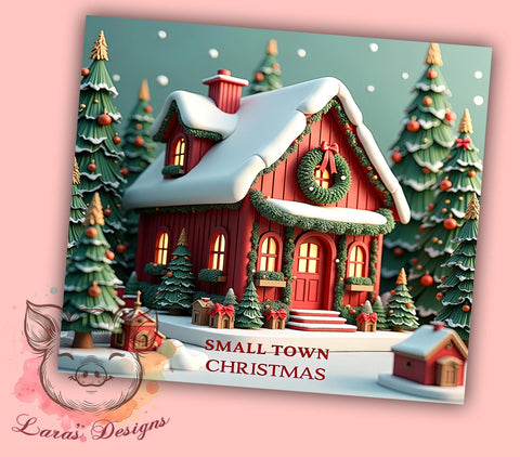 Small Town Christmas, Holiday Tumbler PNG, Winter Drinkware, Sublimation Design, Rustic Christmas Decor, Cute Tumbler Gift, Festive Drinkware Sublimation Lara' s Designs 