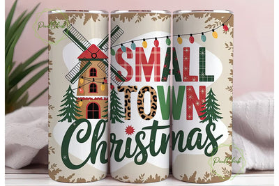 Small Town Christmas Tumbler Wrap Sublimation PixelChick 