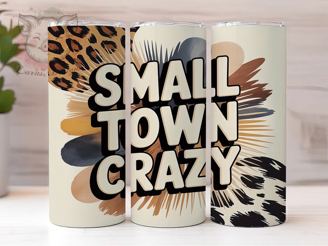 Small Town Cow Tumbler, Country Leopard Print Tumbler, Rustic 20oz Wrap, Sublimation Design, Stylish Gift Idea, Western Cow Print Wrap, Country Leopard Tumbler Sublimation Lara' s Designs 