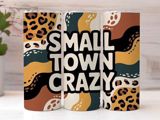 Small Town Cow Tumbler, Country Leopard Print Tumbler, Rustic 20oz Wrap, Sublimation Design, Stylish Gift Idea, Western Cow Print Wrap, Country Leopard Tumbler Sublimation Lara' s Designs 