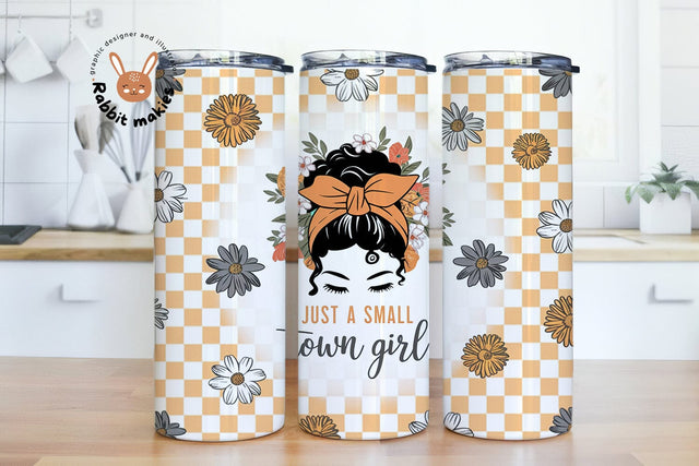 Small Town Girl 20oz Skinny Tumbler Sublimation Design Templates, PNG Digital Download, Small Town Girl Tumbler wrap Sublimation Rabbitmakies 