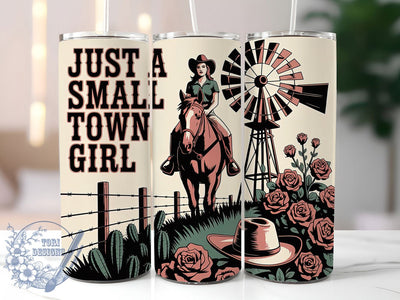 Small Town Girl 20oz Tumbler, Small Town Girl Quote, Country Mama Wrap, Floral Cowgirl Design, Western Style Sublimation, 20oz Tumbler Wrap, Sublimation Design PNG, Rustic Cowgirl Gift Sublimation ToriDesigns 