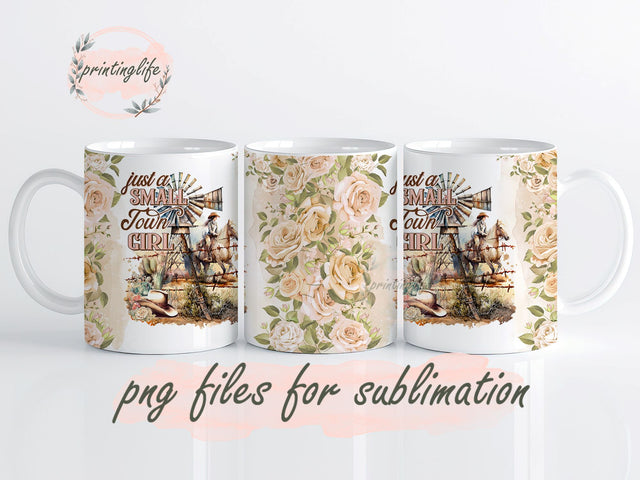 Small Town Girl Mug Wrap Design, Instant Digital Design Download Mug Wrap Design, Mug Design PNG Sublimation PrintingLife 