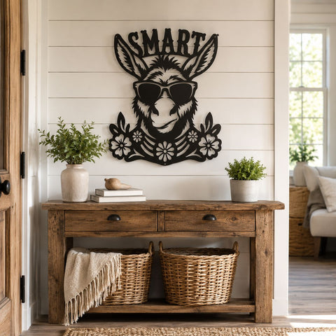 Smart Ass Metal Wall Art SVG | Funny Donkey Sunglasses DXF | Personalized Name Sign Laser Cut File | CNC Plasma Cut Design | Farmhouse Decor SVG HappyDesignStudio 