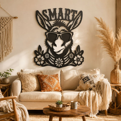 Smart Ass Metal Wall Art SVG | Funny Donkey Sunglasses DXF | Personalized Name Sign Laser Cut File | CNC Plasma Cut Design | Farmhouse Decor SVG HappyDesignStudio 