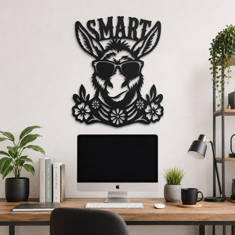 Smart Ass Metal Wall Art SVG | Funny Donkey Sunglasses DXF | Personalized Name Sign Laser Cut File | CNC Plasma Cut Design | Farmhouse Decor SVG HappyDesignStudio 