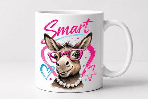 Smart Donkey PNG Cute Animal Sublimation Design Digital Download SVG BillahCrafts 