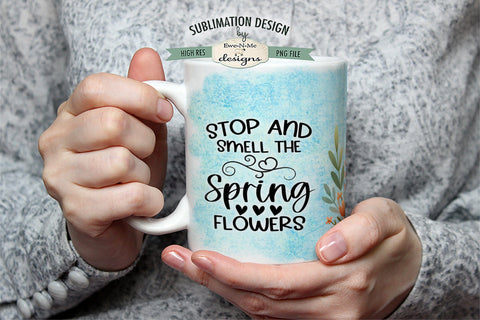 Smell The Flowers | Spring Bunny Fence Sublimation Mug Sublimation Ewe-N-Me Designs 