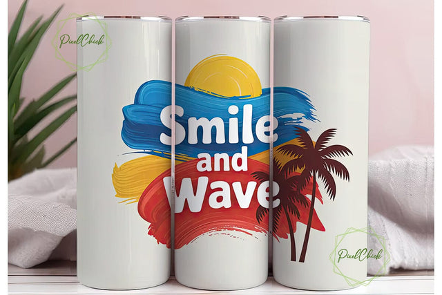 Smile and Wave Tumbler Wrap Sublimation PixelChick 