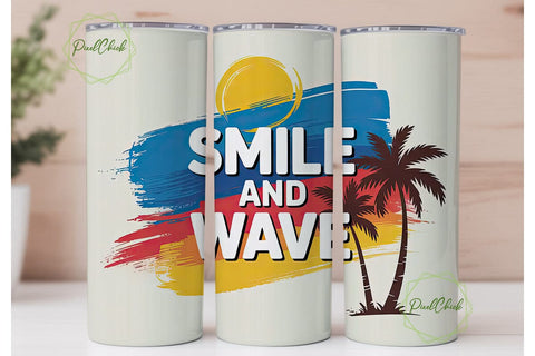 Smile and Wave Tumbler Wrap Sublimation PixelChick 