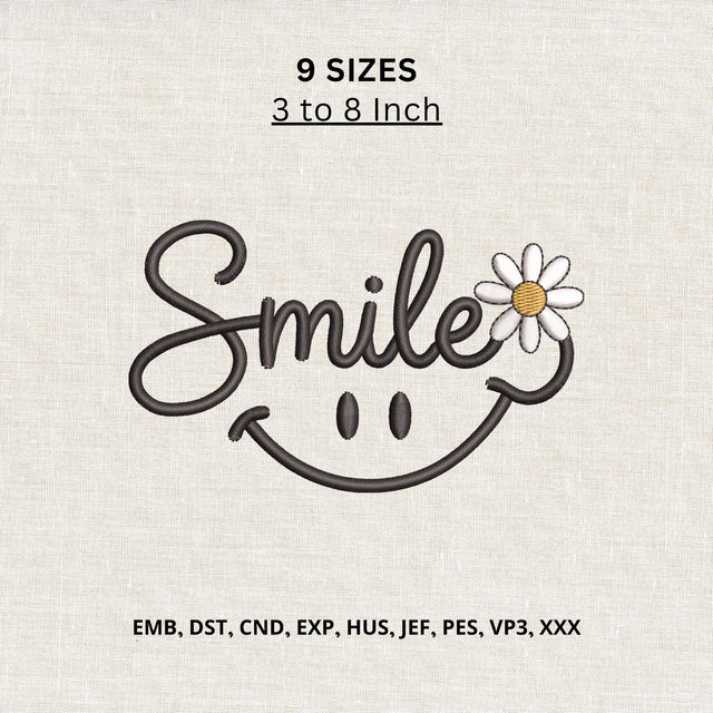 Smile Daisy Machine Embroidery Design Happy Face Flower Embroidery File Embroidery/Applique DESIGNS PatternFeed8 