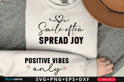 Smile often spread joy Sleeve SVG Design, Inspirational sleeve SVG, Motivational Sleeve SVG, Positive Sleeve SVG SVG Regulrcrative 