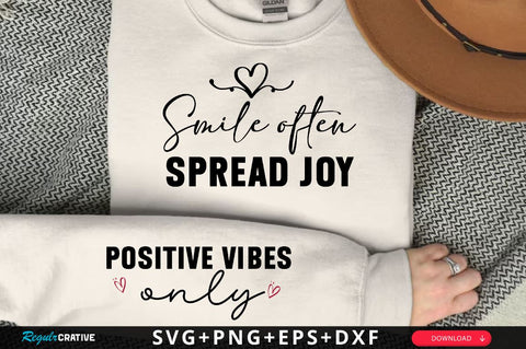 Smile often spread joy Sleeve SVG Design, Inspirational sleeve SVG, Motivational Sleeve SVG, Positive Sleeve SVG SVG Regulrcrative 