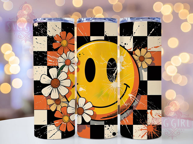 Smiley Flower Fall Tumbler Wrap, Floral Autumn Wrap, 20oz Sublimation, Happy Fall Cup, Flower Smiley Mug, Autumn Floral Tumbler, Cute Fall Drinkware Sublimation SvggirlplusArt 
