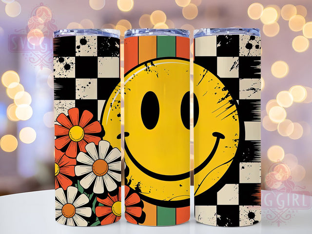 Smiley Flower Fall Tumbler Wrap, Floral Autumn Wrap, 20oz Sublimation, Happy Fall Cup, Flower Smiley Mug, Autumn Floral Tumbler, Cute Fall Drinkware Sublimation SvggirlplusArt 