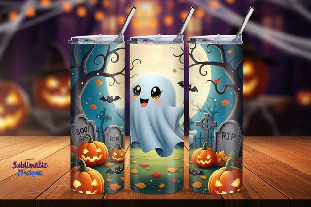 Smiley Ghost Halloween Wrap | Halloween Tumbler Wrap for Sublimation Sublimation Sublimatiz Designs 