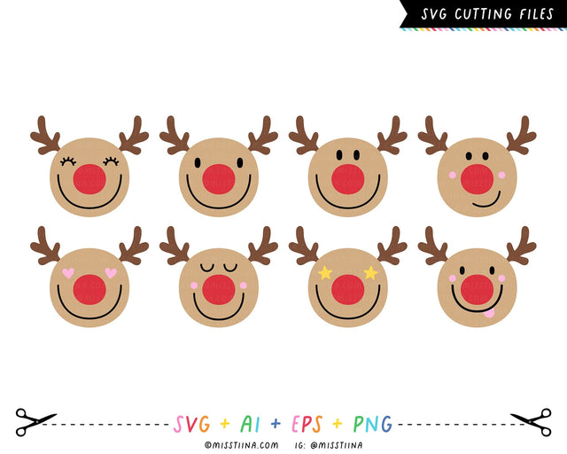 Smiley Reindeer SVG SVG Miss Tiina 