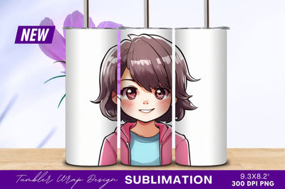 Smiling anime girl portrait tumbler png Sublimation Regulrcrative 