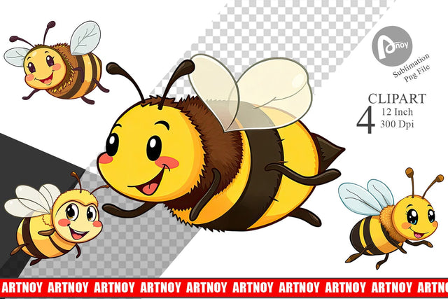Smiling Bee Clipart Sublimation artnoy 