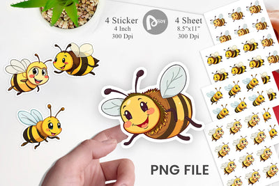Smiling Bee Sticker Sublimation artnoy 