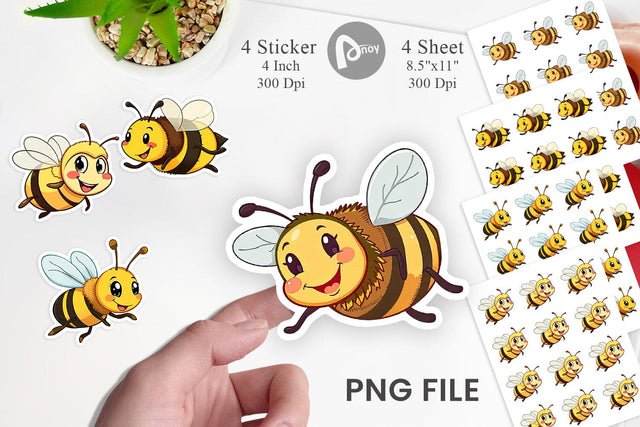 Smiling Bee Sticker Sublimation artnoy 