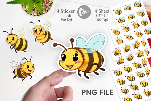 Smiling Bee Sticker Sublimation artnoy 