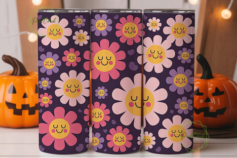 Smiling Daisies 20oz Tumbler Wrap Sublimation PixelChick 