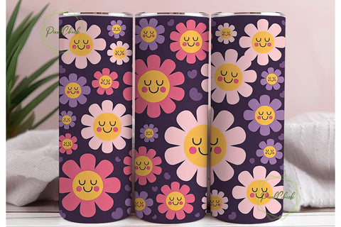 Smiling Daisies 20oz Tumbler Wrap Sublimation PixelChick 