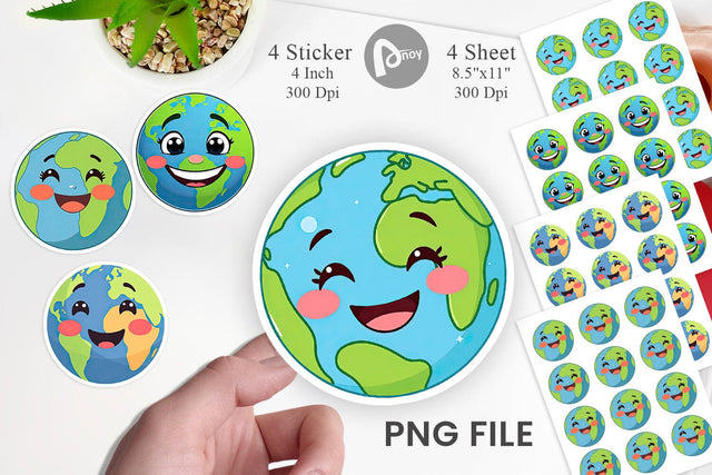 Smiling Earth Sticker Sublimation artnoy 