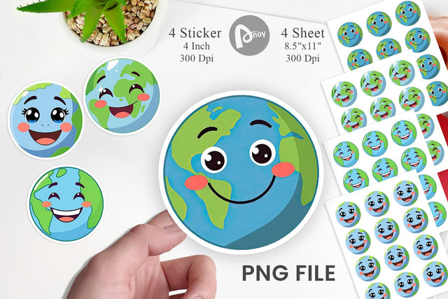 Smiling Earth Sticker Sublimation artnoy 